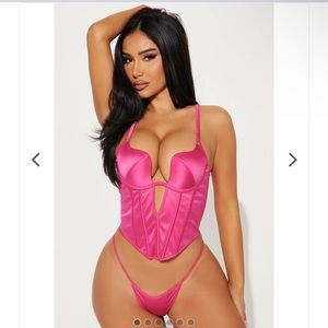 Fashion Nova- Satin Corset Set
